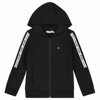 Boys Black Logo Zip Up Top