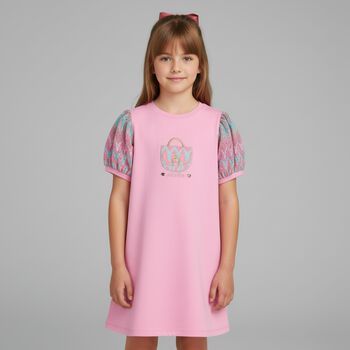 Girls Pink Logo Heart Dress