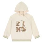 Younger Boys Ivory Dino Hooded Top, 1, hi-res