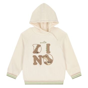 Younger Boys Ivory Dino Hooded Top
