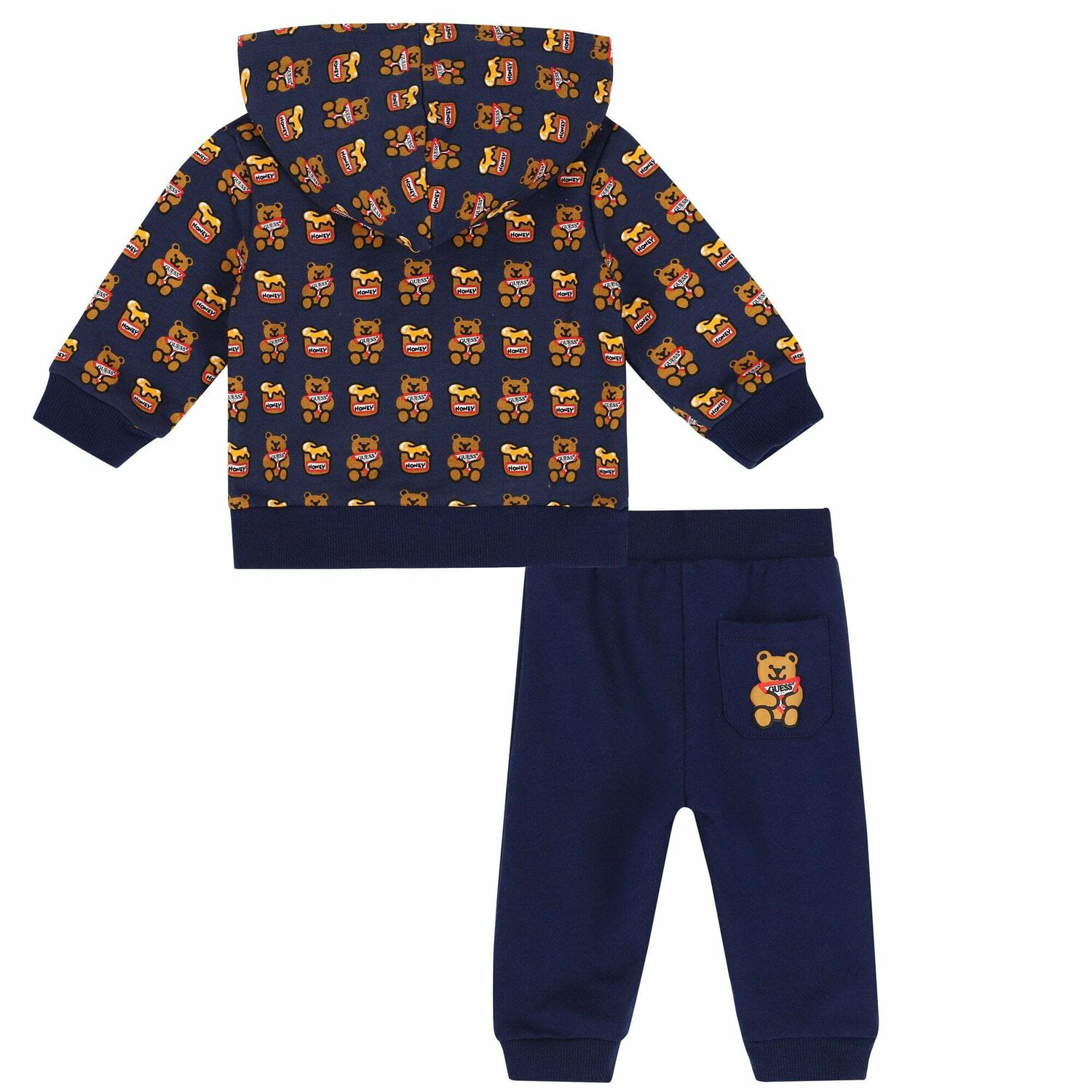 Baby Boys Navy Teddy Tracksuit, 1, hi-res