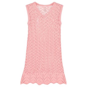Girls Pink Knitted Dress