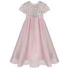 Girls Pink Sequin & Organza Dress, 1, hi-res