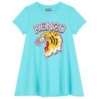 Girls Blue Varsity Tiger T-Shirt Dress, 1, hi-res