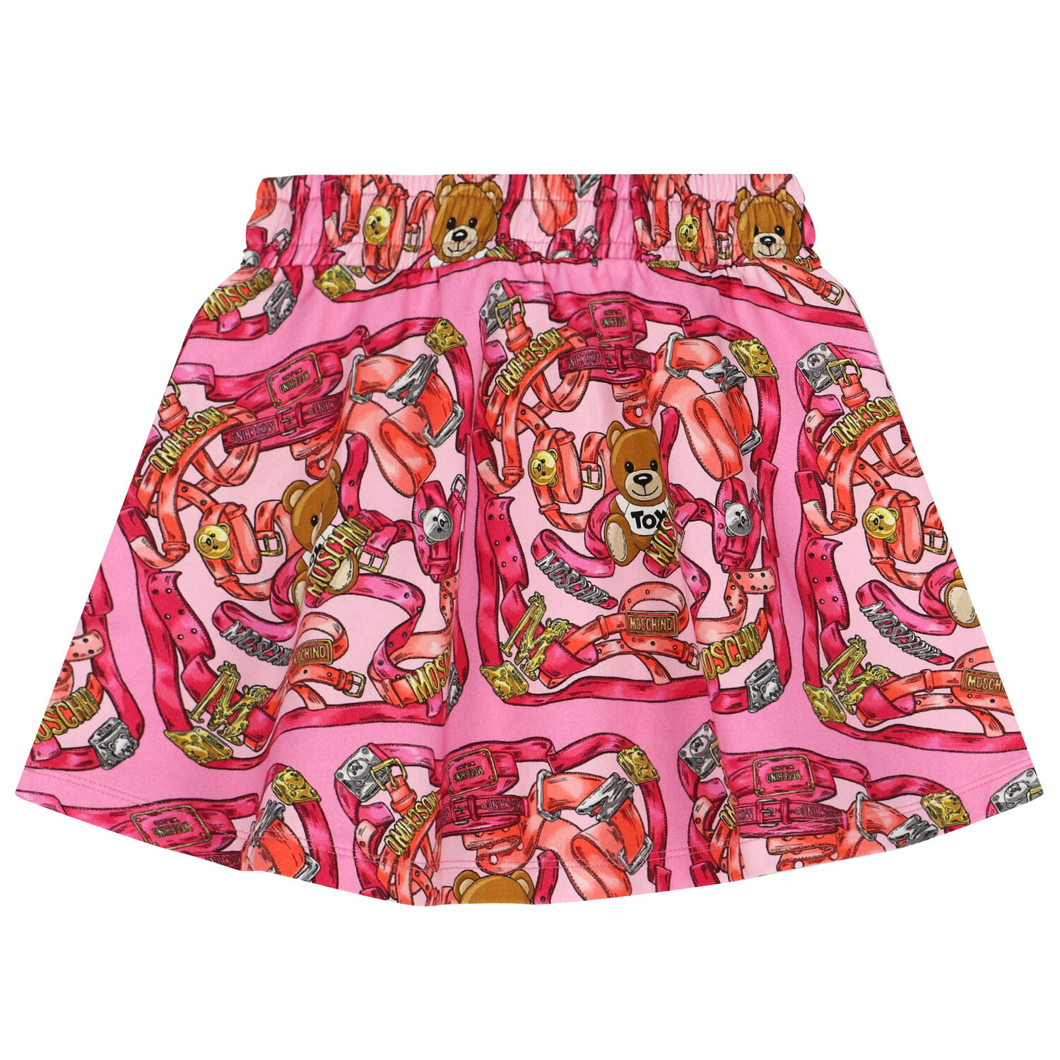 Girls Pink Teddy Bear Logo Skirt, 1, hi-res