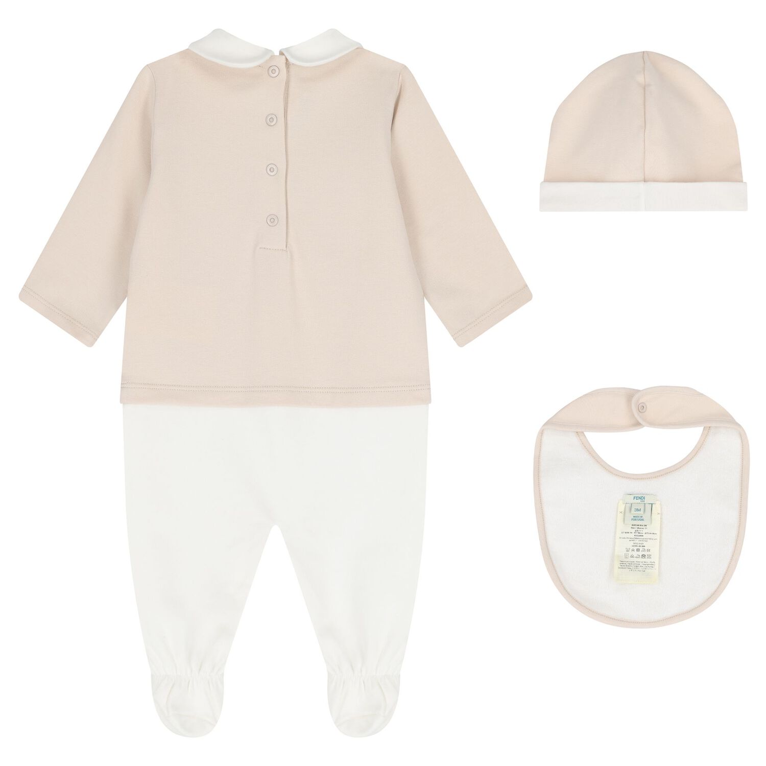Beige & White Logo Babygrow Gift Set, 1, hi-res