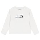 Girls White Logo Long Sleeve Top, 1, hi-res