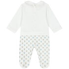 White Teddy Bear Logo Babygrow, 1, hi-res