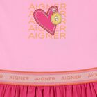 Girls Pink Logo Heart Dress, 2, hi-res