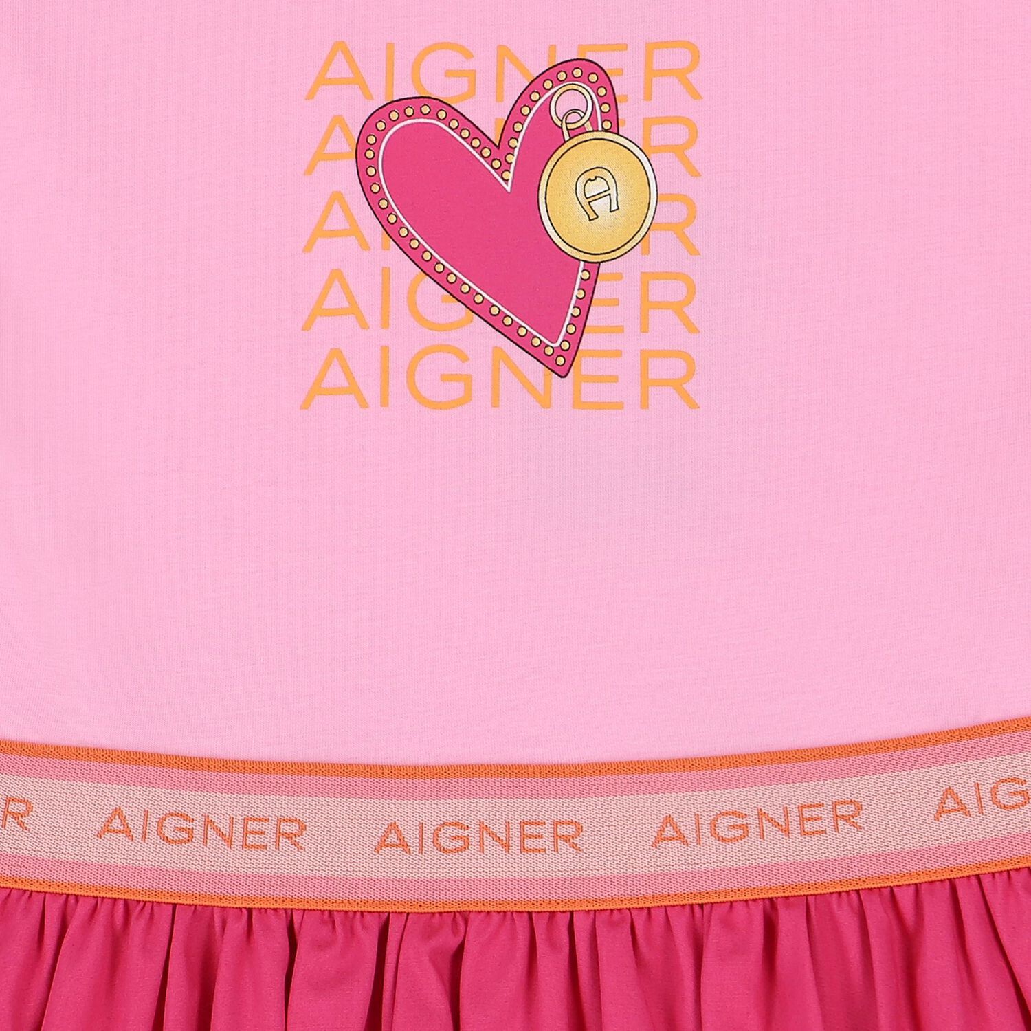 Girls Pink Logo Heart Dress, 2, hi-res