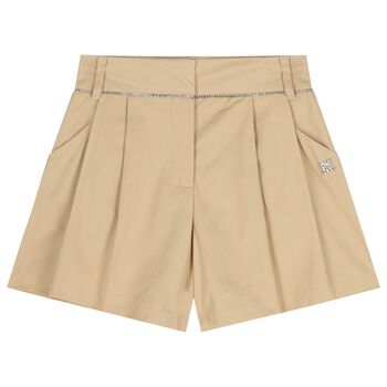 Girls Beige Logo Shorts