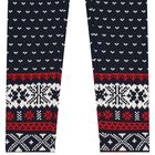 Girls Navy Blue Logo Fair Isle Leggings, 1, hi-res