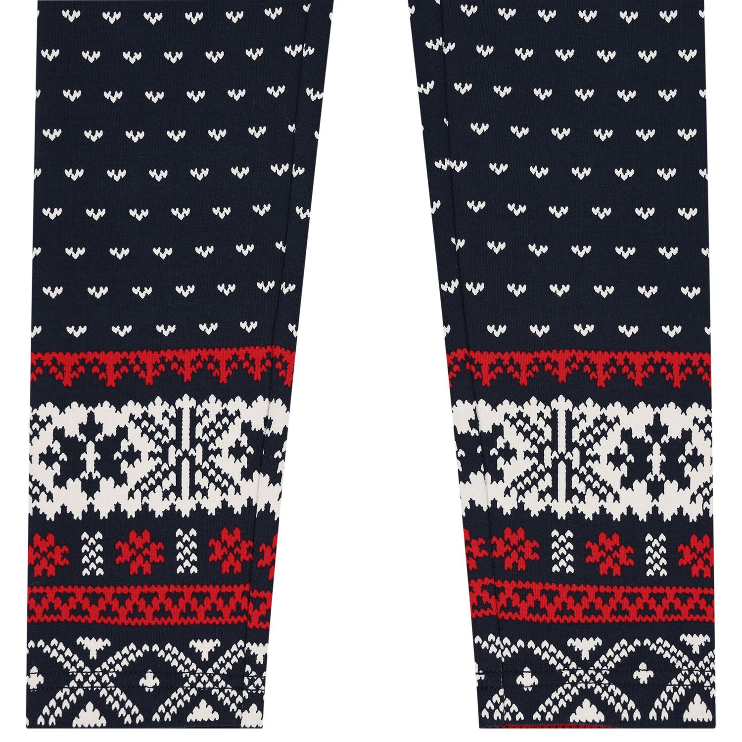 Girls Navy Blue Logo Fair Isle Leggings, 1, hi-res image number null