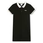 Girls Black Logo Polo Dress, 1, hi-res