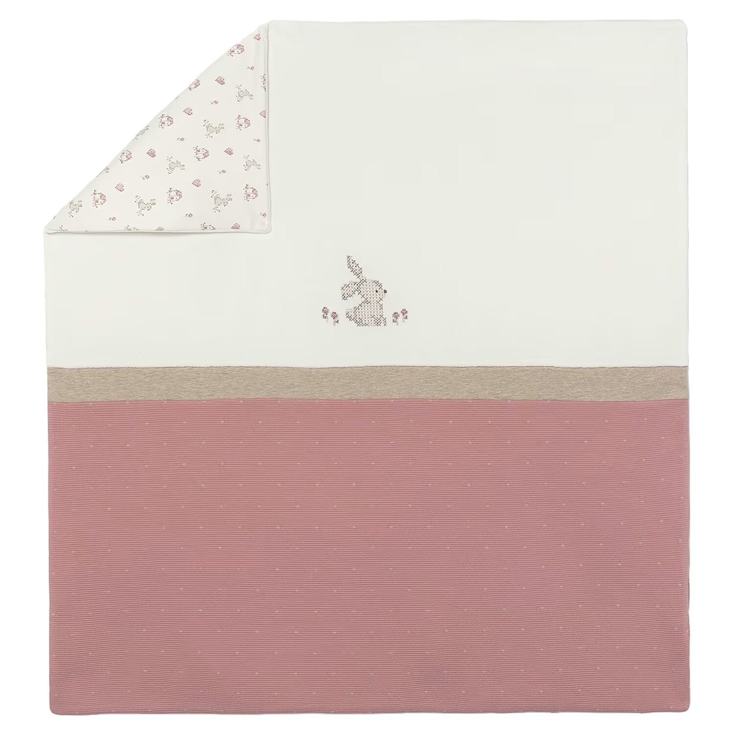 Baby Girls Ivory & Pink Rabbit Blanket, 2, hi-res