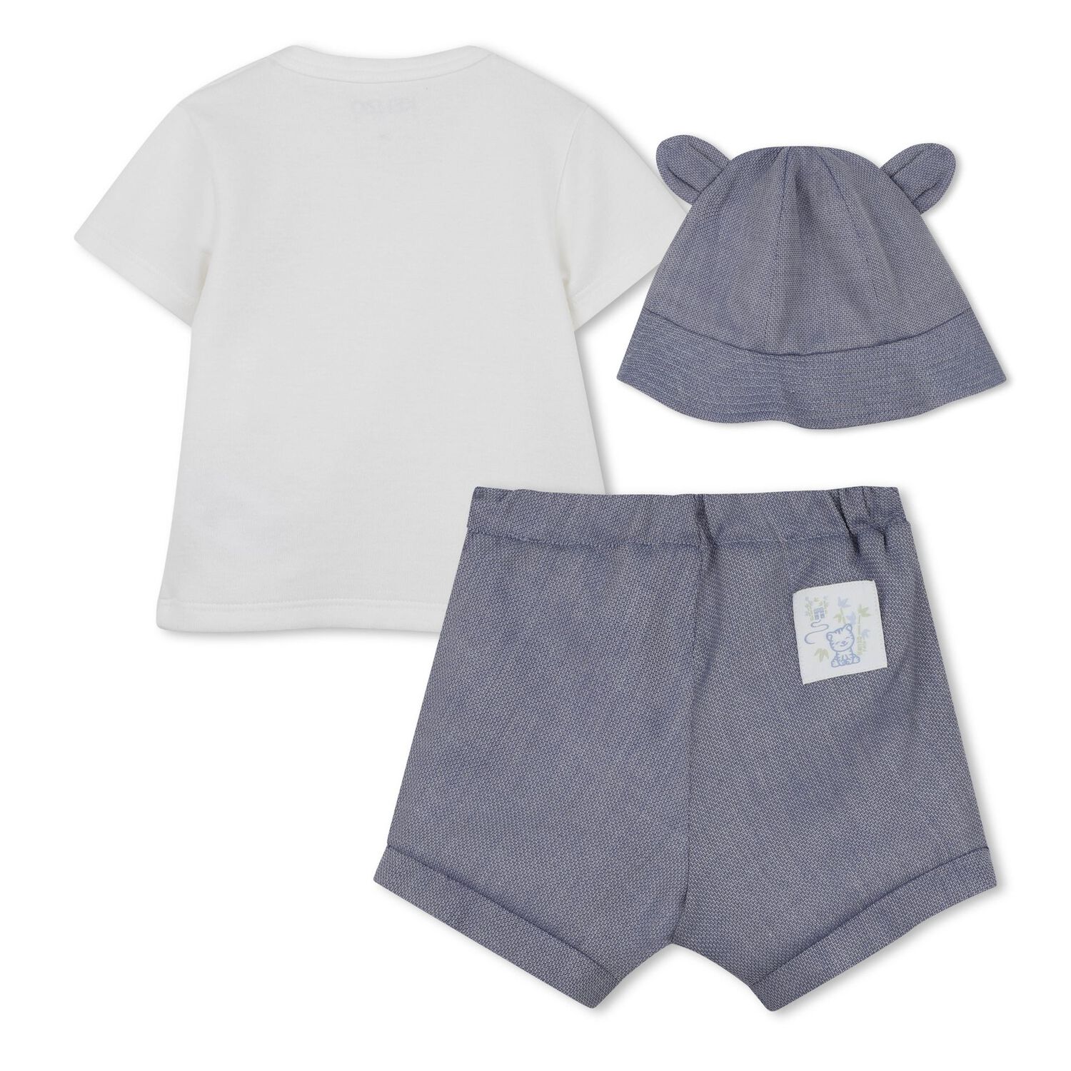 Baby Boys White & Blue Tiger Shorts Set, 1, hi-res