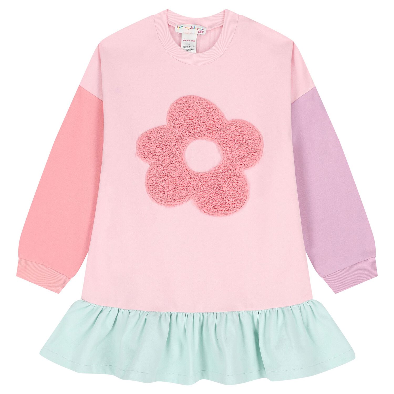 Girls Pink Flower Dress Set, 1, hi-res