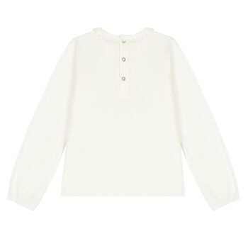 Girls Ivory Embellished Sequin Long Sleeve Top