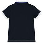 Boys White & Navy blue Logo Polo Shirt, 2, hi-res