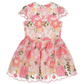Girls Pink Embroidered Floral Dress