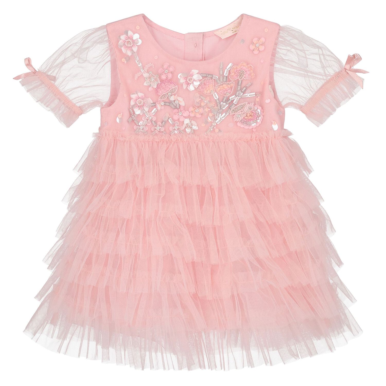 Baby Girls Pink Sequins Tulle Dress Set, 1, hi-res