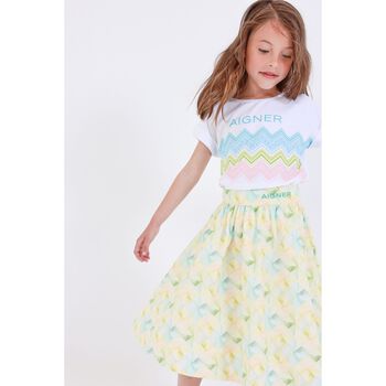 Girls Green & Blue Logo Skirt
