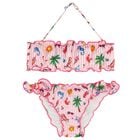 Girls White & Pink Striped Bikini, 1, hi-res