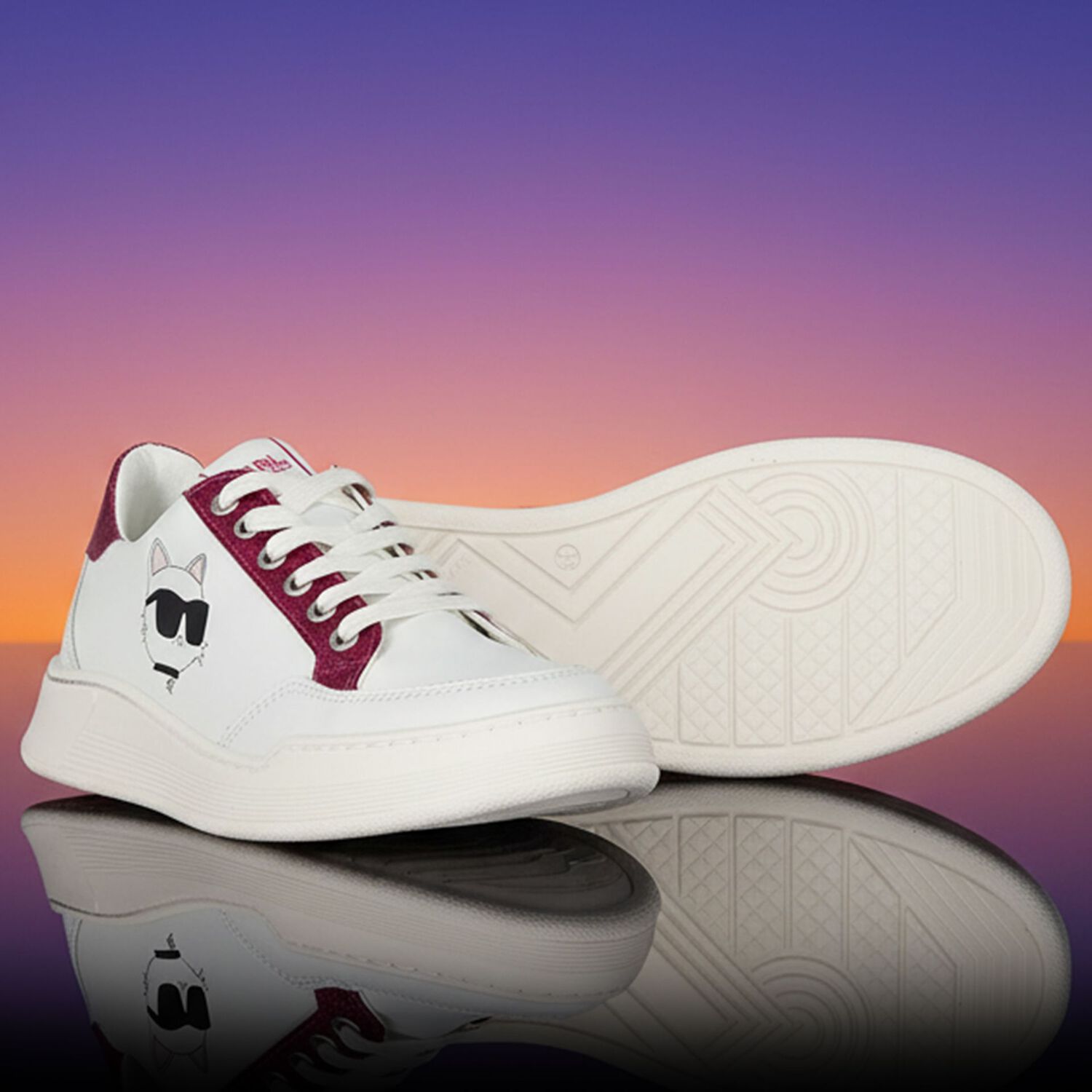 Girls White Logo Trainers, 1, hi-res