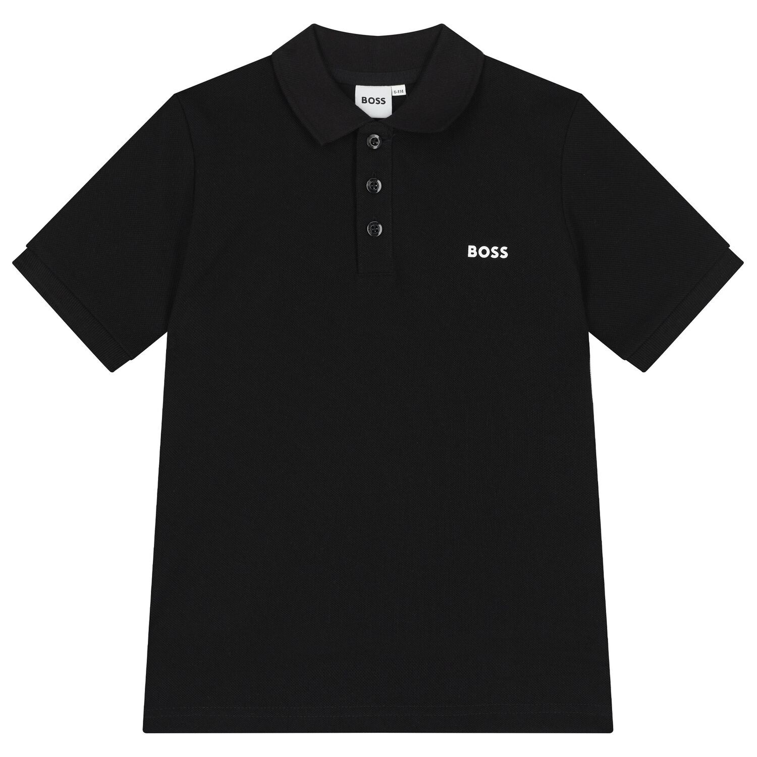 Boys Black Logo Polo Shirt, 1, hi-res