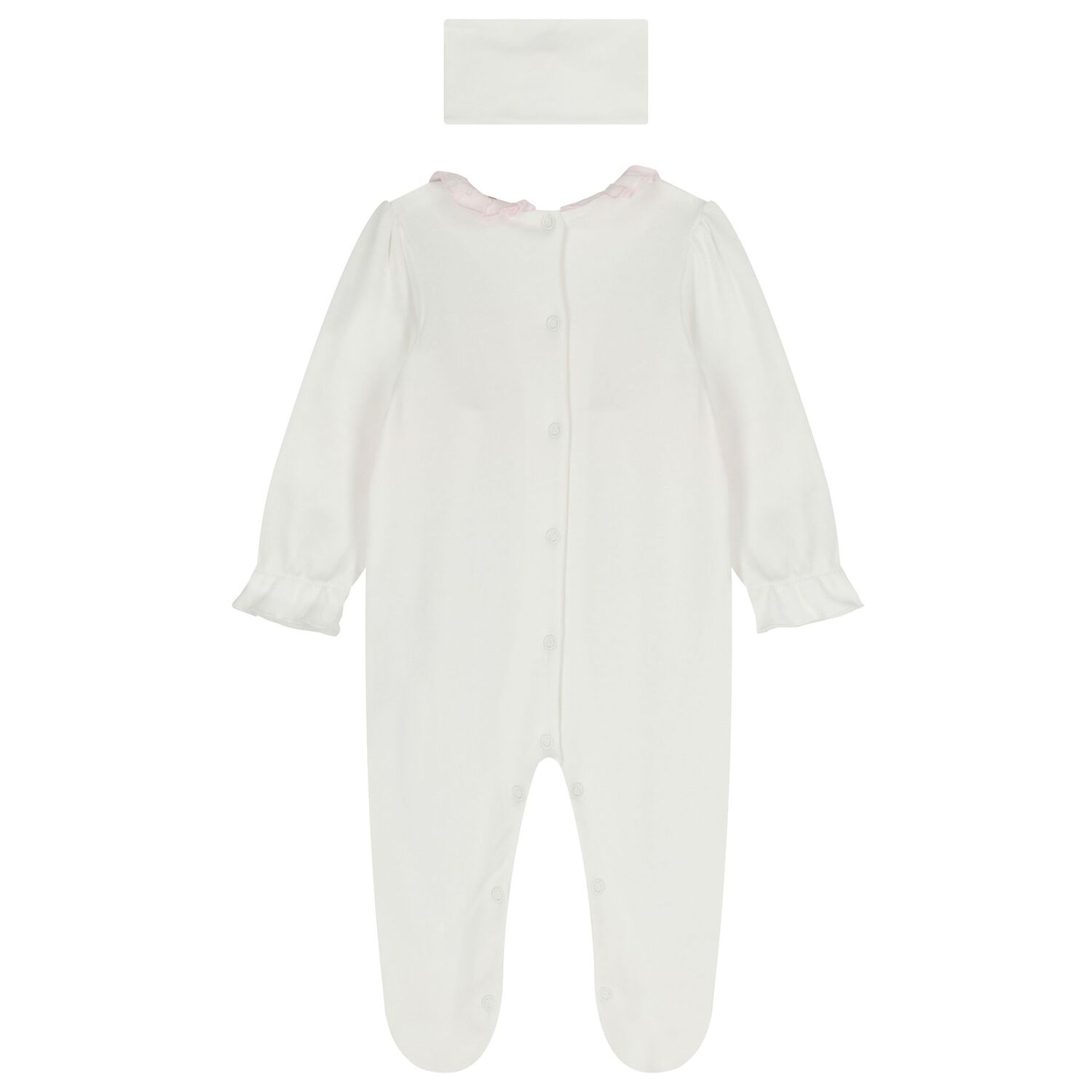 Baby Girls Ivory & Pink Babygrow & Headband Set, 1, hi-res
