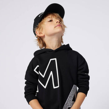 Boys Black Hooded Top