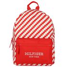 Red & Ivory Striped Logo Backpack, 2, hi-res
