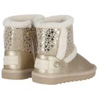 Girls Gold Faux Leather Boots, 3, hi-res