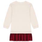 Girls Ivory & Red Logo Dress, 1, hi-res