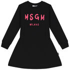 Girls Black Logo Dress, 1, hi-res