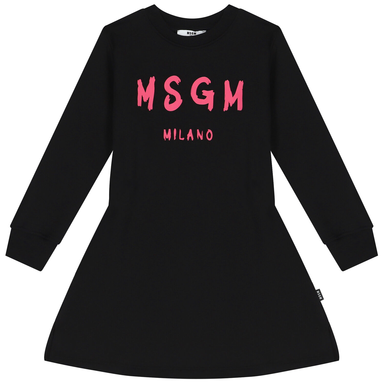 Girls Black Logo Dress, 1, hi-res