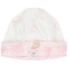 Baby Girls Ivory & Pink Bow Hat, 1, hi-res