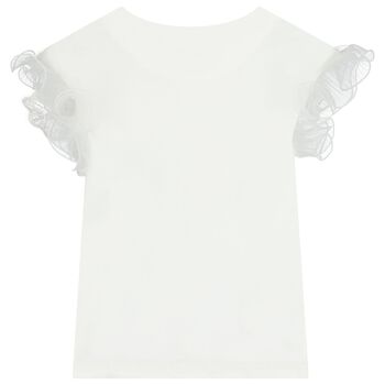 Girls White Sequin Flower Blouse