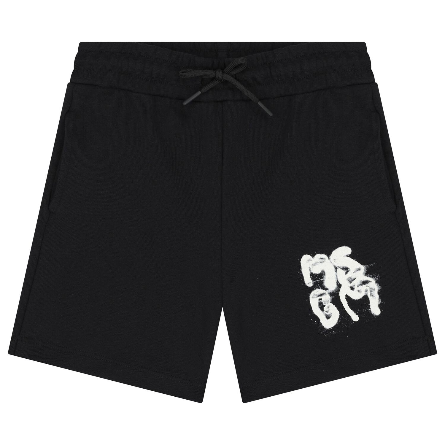 Boys Black Logo Shorts, 1, hi-res