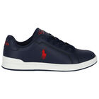 Boys Navy Blue Logo Trainers, 1, hi-res