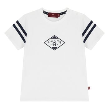 Younger Boys White Logo T-Shirt 