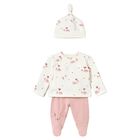 Baby Girls Ivory & Pink Balloon 2 Piece Babygrow Set, 3, hi-res