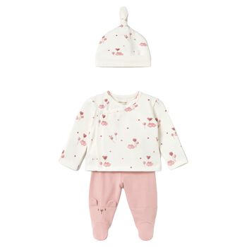 Baby Girls Ivory & Pink Balloon 2 Piece Babygrow Set
