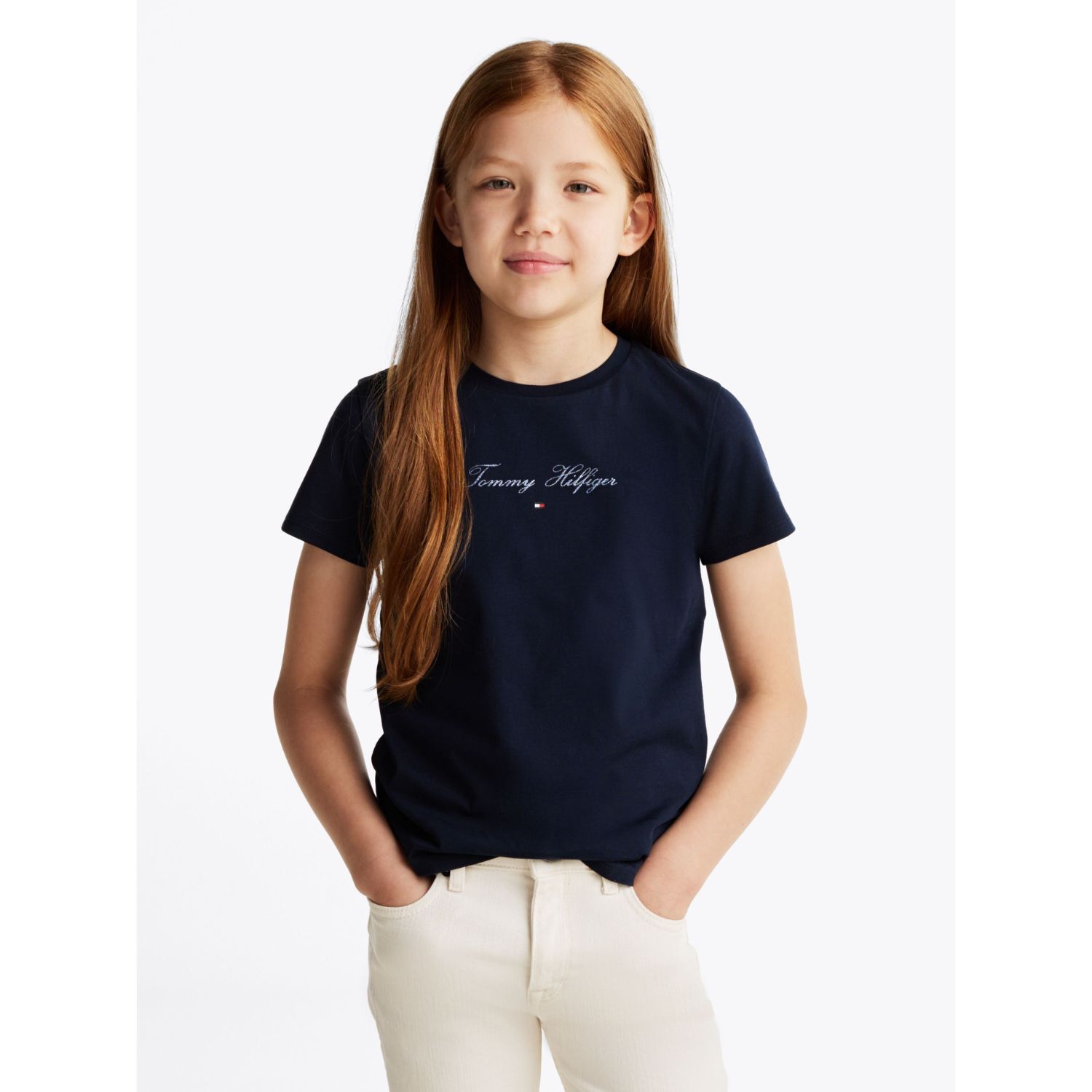 Girls Navy Blue Logo T-Shirt, 1, hi-res image number null
