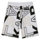 Boys White Logo Shorts, 1, hi-res