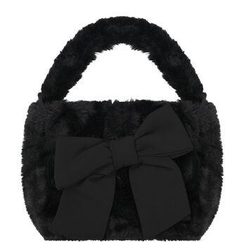 Girls Black Faux Fur Handbag