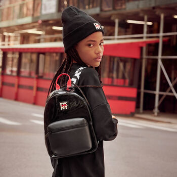 Girls Black Logo Backpack