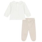 White & Beige Teddy Bear ( 2 Piece Babygrow ) , 1, hi-res