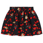 Girls Black Teddy Bear & Heart Skirt, 1, hi-res