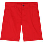 Boys Red Cotton Twill Shorts, 1, hi-res